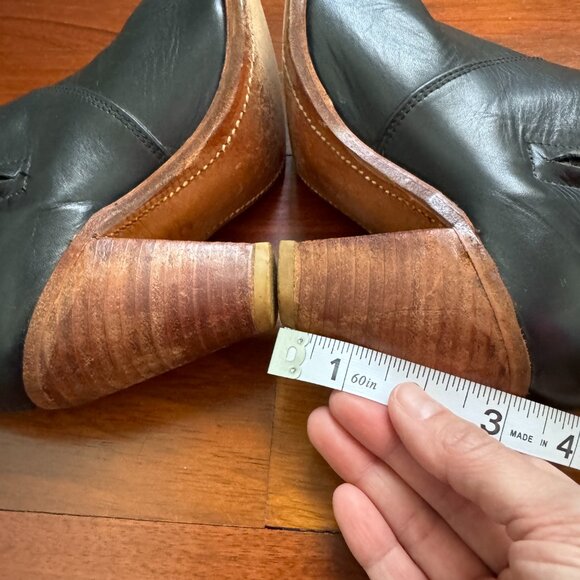 Frye Black Leather Stacked Heel Boots Vintage 1970s - Picture 13 of 14